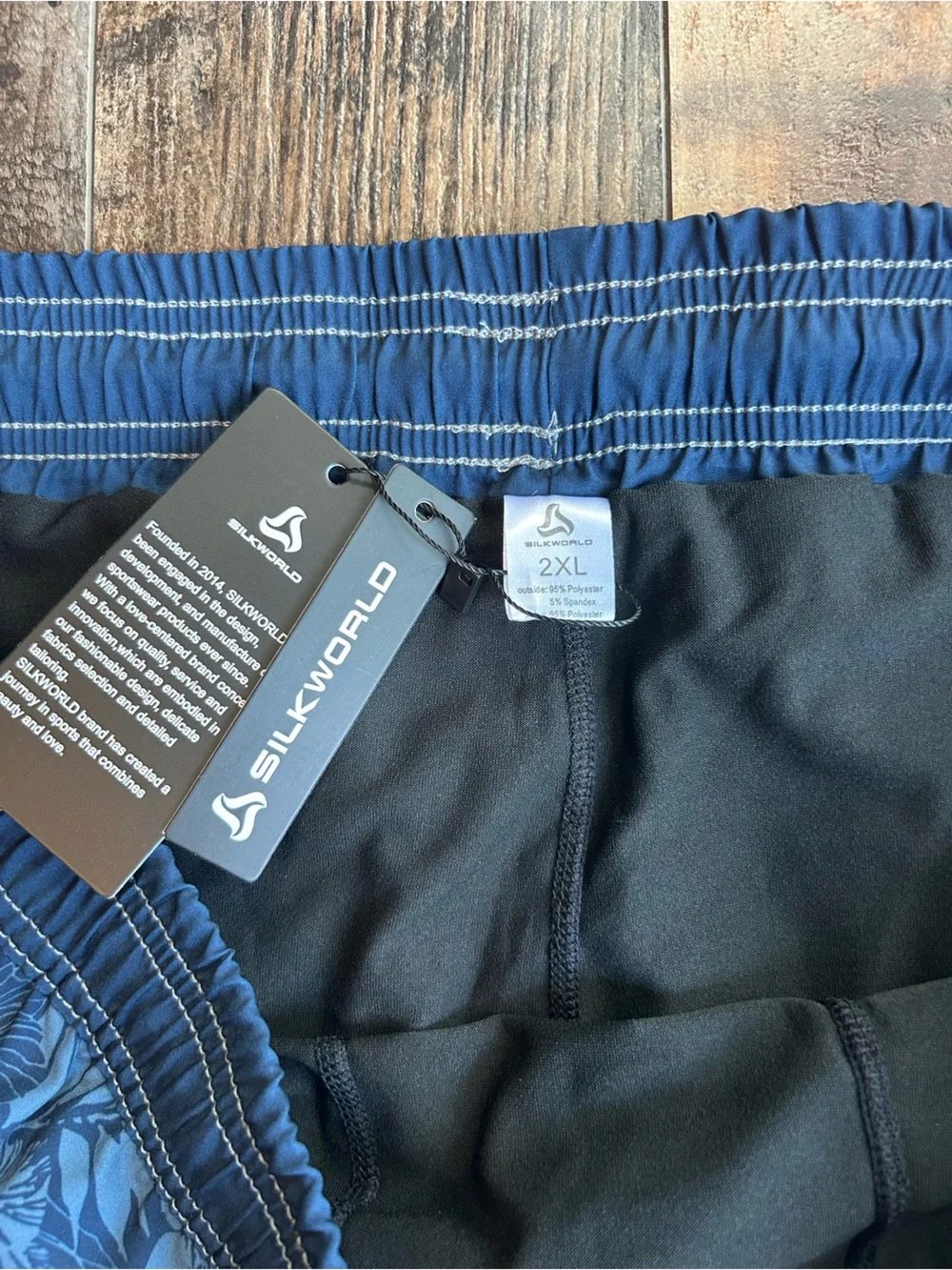 Men's Blue Floral Swim Trunks with Drawstring 2xl